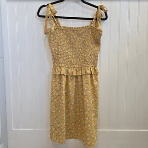 Women's Smocked Tube Top Dress with Tie Straps